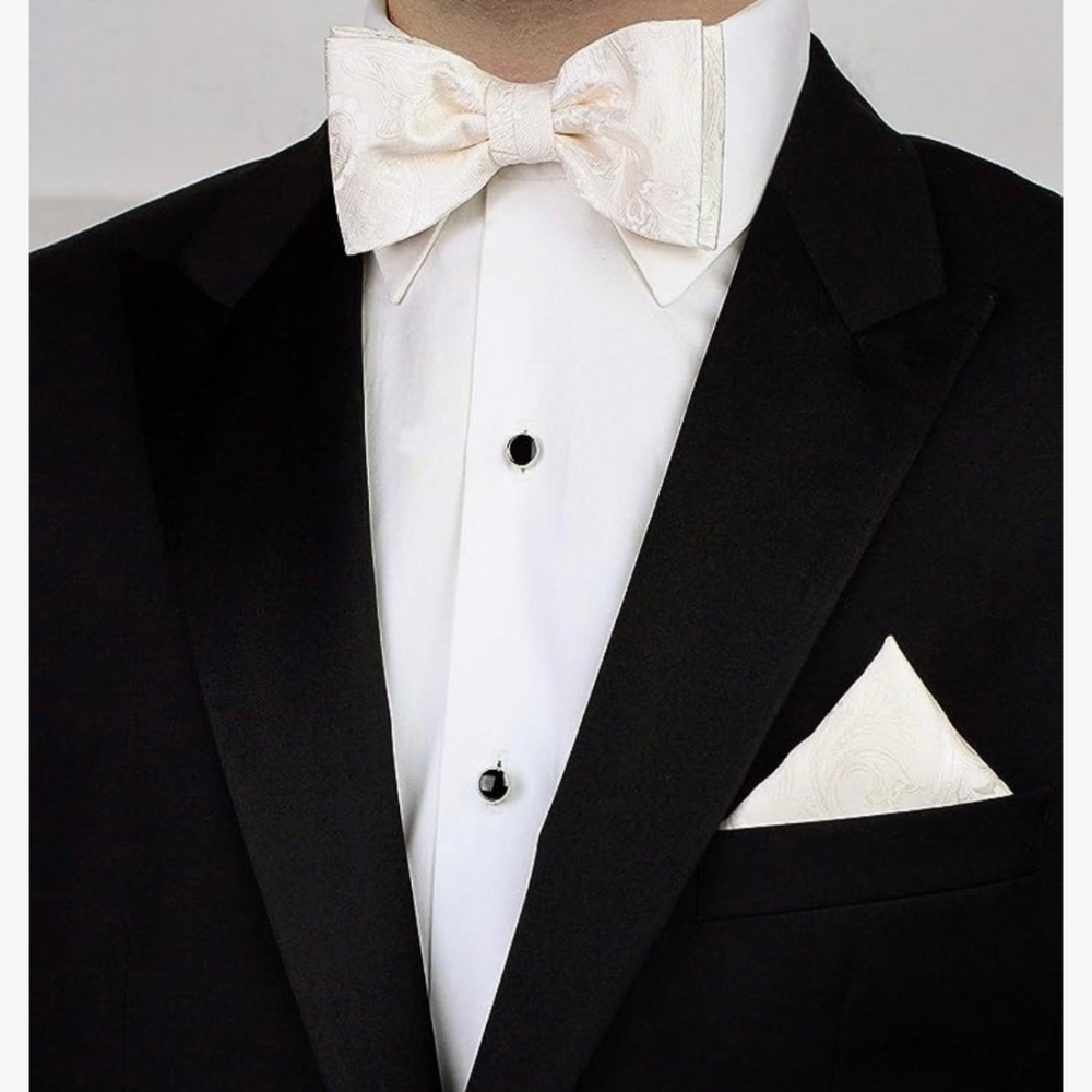 Ivory, Men’s Paisley Bow Tie + Matching Pocket Square